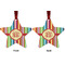 Retro Vertical Stripes Metal Star Ornament - Front and Back