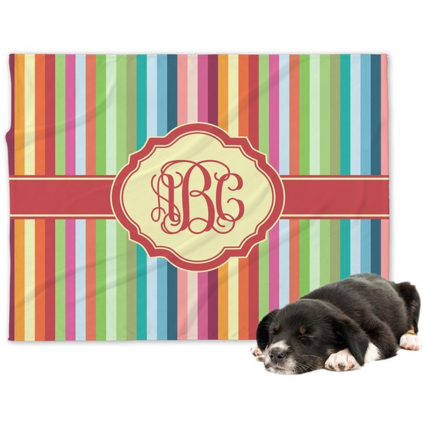 Custom Retro Vertical Stripes Dog Blanket - Large (Personalized)
