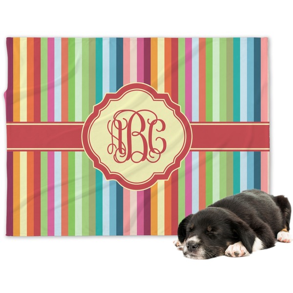 Custom Retro Vertical Stripes Dog Blanket (Personalized)