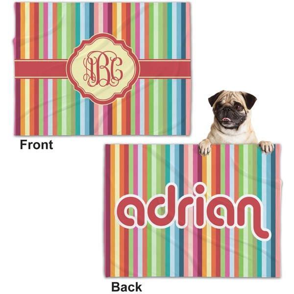 Retro Vertical Stripes Microfleece Dog Blanket - Regular - Front & Back