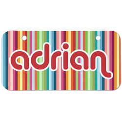 Retro Vertical Stripes Mini/Bicycle License Plate (2 Holes) (Personalized)