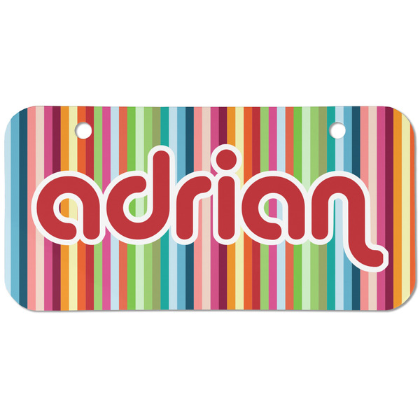 Retro Vertical Stripes Mini Bicycle License Plate - Two Holes