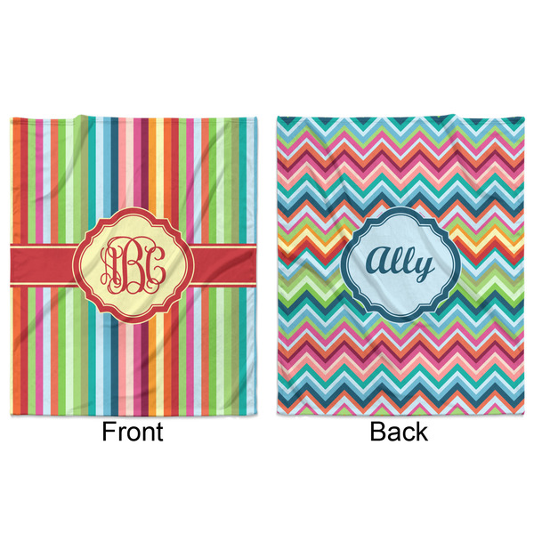 Retro Vertical Stripes Minky Blanket - 50"x60" - Double Sided - Front & Back