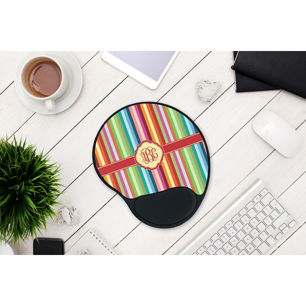 Retro Vertical Stripes Mouse Pad with Wrist Rest - LIFESYTLE 1