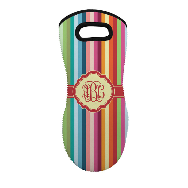 Custom Retro Vertical Stripes Neoprene Oven Mitt w/ Monograms