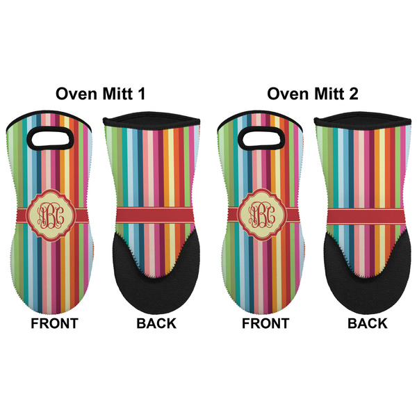 Retro Vertical Stripes Neoprene Oven Mitt - Set of 2 - Approval