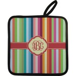 Retro Vertical Stripes Pot Holder w/ Monogram