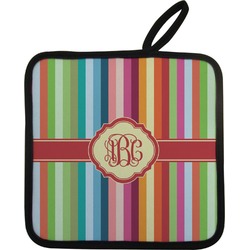 Retro Vertical Stripes Pot Holder w/ Monogram