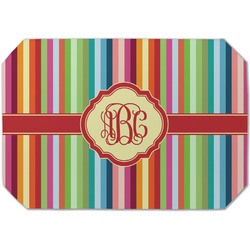Retro Vertical Stripes Dining Table Mat - Octagon (Single-Sided) w/ Monogram