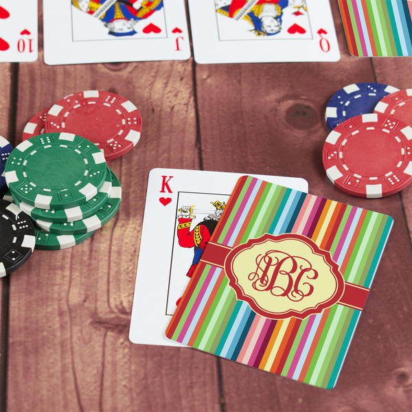 Retro Vertical Stripes On Table with Poker Chips
