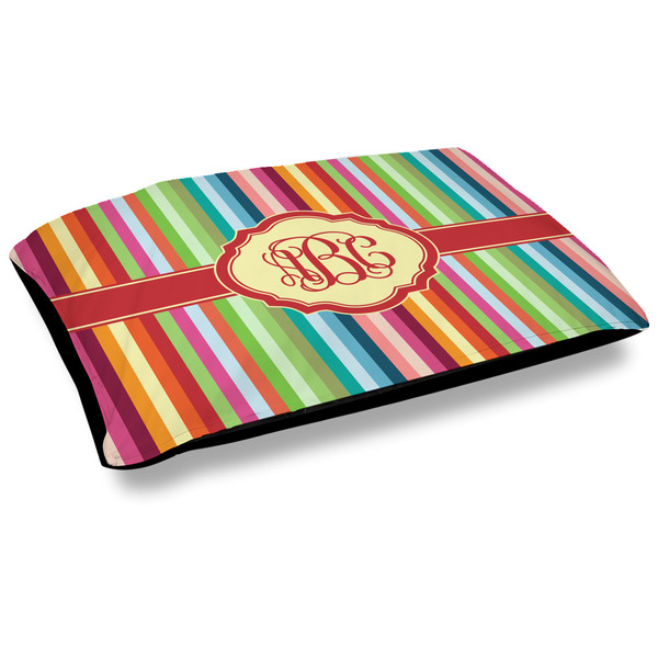 Custom Retro Vertical Stripes Dog Bed w/ Monogram