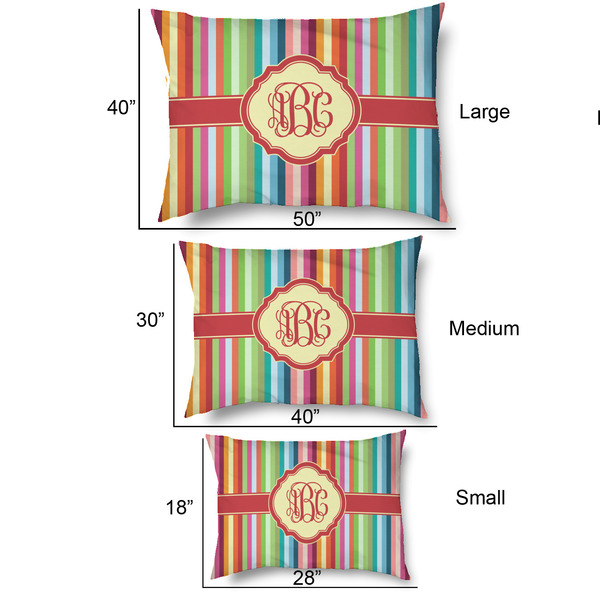Retro Vertical Stripes Outdoor Dog Beds - SIZE CHART