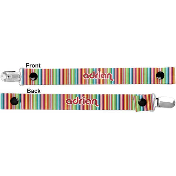 Retro Vertical Stripes Pacifier Clip - Front and Back