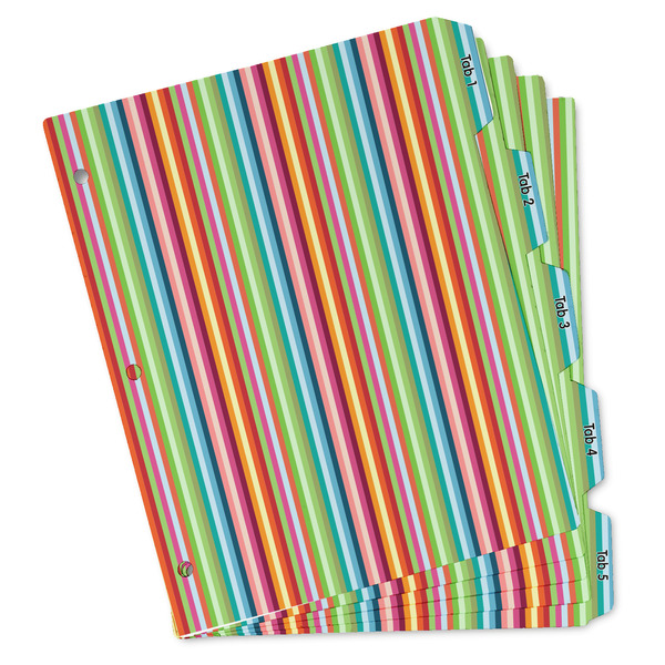 Custom Retro Vertical Stripes Binder Tab Divider - Set of 5 (Personalized)