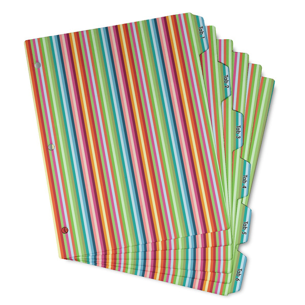 Custom Retro Vertical Stripes Binder Tab Divider - Set of 6 (Personalized)