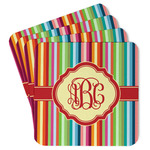 Retro Vertical Stripes Paper Coasters w/ Monograms