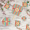 Retro Vertical Stripes Party Supplies Combination Image - All items - Plates, Coasters, Fans