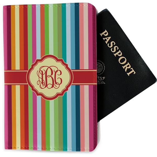 Custom Retro Vertical Stripes Passport Holder - Fabric (Personalized)