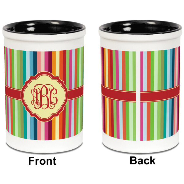 Retro Vertical Stripes Pencil Holder - Black - approval