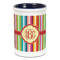 Retro Vertical Stripes Ceramic Pencil Holders - Blue