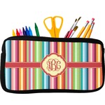Retro Vertical Stripes Neoprene Pencil Case - Small w/ Monogram