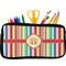 Retro Vertical Stripes Neoprene Pencil Case - Small w/ Monogram