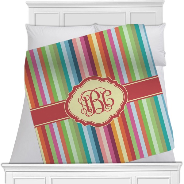 Custom Retro Vertical Stripes Minky Blanket - 40"x30" - Single Sided (Personalized)