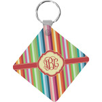 Retro Vertical Stripes Diamond Plastic Keychain w/ Monogram