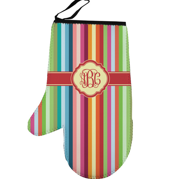 Custom Retro Vertical Stripes Left Oven Mitt (Personalized)