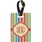 Retro Vertical Stripes Plastic Luggage Tag - Rectangular w/ Monogram
