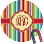Retro Vertical Stripes Round Fridge Magnet (Personalized)