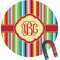 Retro Vertical Stripes Round Fridge Magnet (Personalized)