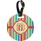 Retro Vertical Stripes Personalized Round Luggage Tag