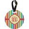 Retro Vertical Stripes Plastic Luggage Tag - Round (Personalized)