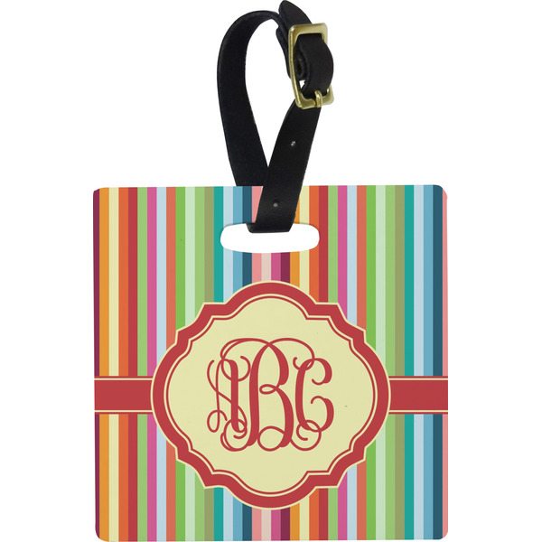Retro Vertical Stripes Personalized Square Luggage Tag