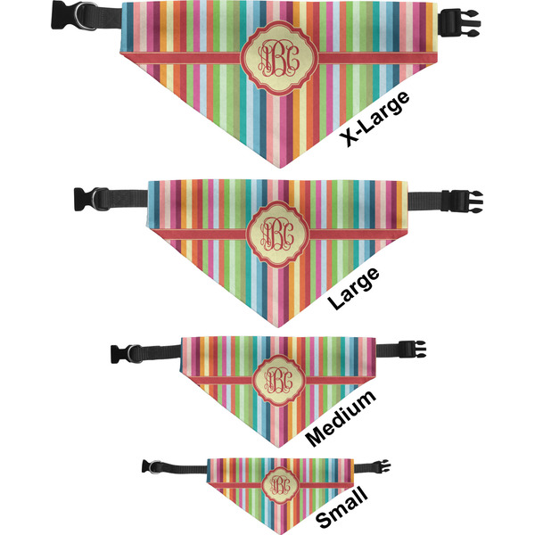 Retro Vertical Stripes Pet Bandana Sizes