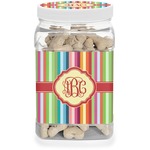 Retro Vertical Stripes Dog Treat Jar (Personalized)