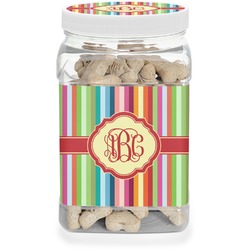 Retro Vertical Stripes Dog Treat Jar (Personalized)