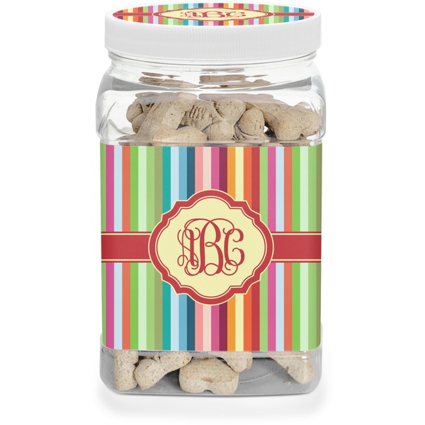 Custom Retro Vertical Stripes Dog Treat Jar (Personalized)