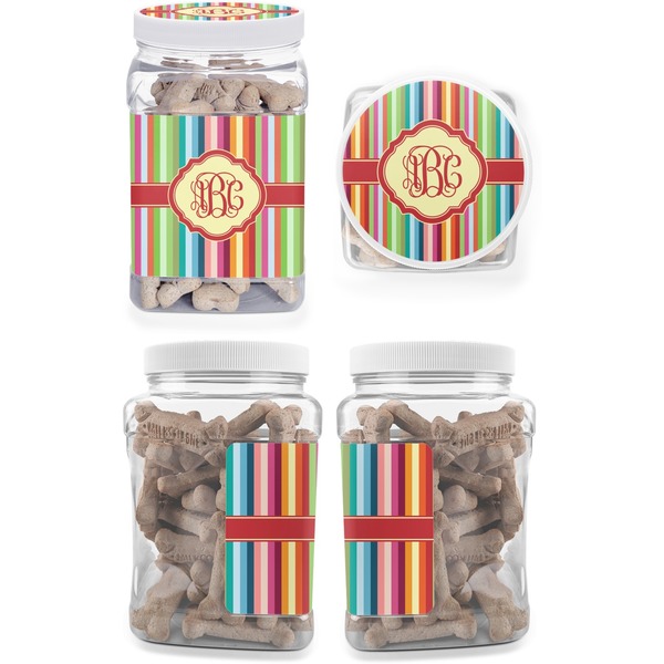 Retro Vertical Stripes Pet Treat Jar - Multiple Angles