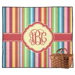 Retro Vertical Stripes Outdoor Picnic Blanket (Personalized)