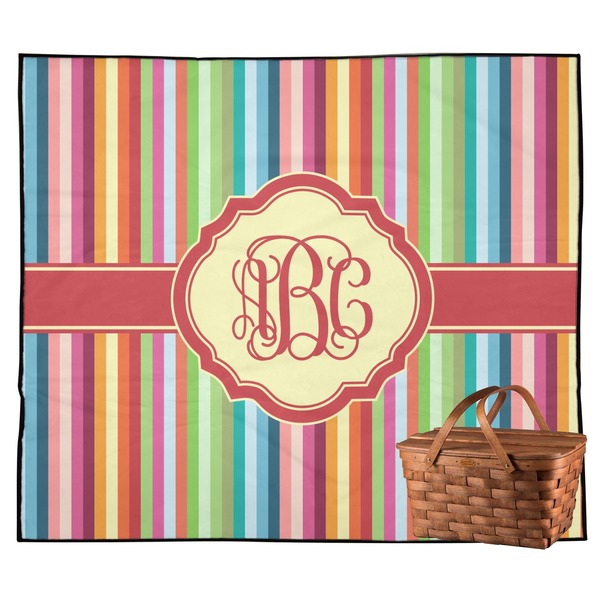 Custom Retro Vertical Stripes Outdoor Picnic Blanket (Personalized)