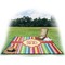 Retro Vertical Stripes Picnic Blanket - with Basket Hat and Book - in Use