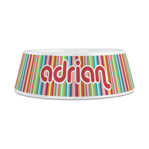 Retro Vertical Stripes Plastic Dog Bowls - Medium - FRONT