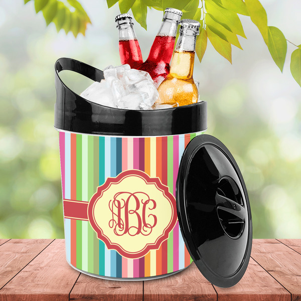 Retro Vertical Stripes Plastic Ice Bucket - LIFESTYLE