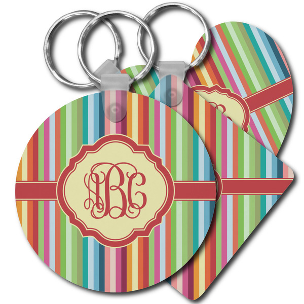 Custom Retro Vertical Stripes Plastic Keychain (Personalized)