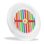 Retro Vertical Stripes Plastic Party Dinner Plates - 10" (Personalized)