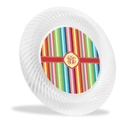 Retro Vertical Stripes Plastic Party Dinner Plates - 10" (Personalized)