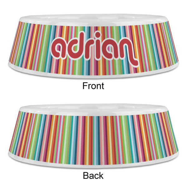 Retro Vertical Stripes Plastic Pet Bowls - Large - APPROVAL