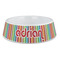 Retro Vertical Stripes Plastic Dog Bowl - Large (Personalized)